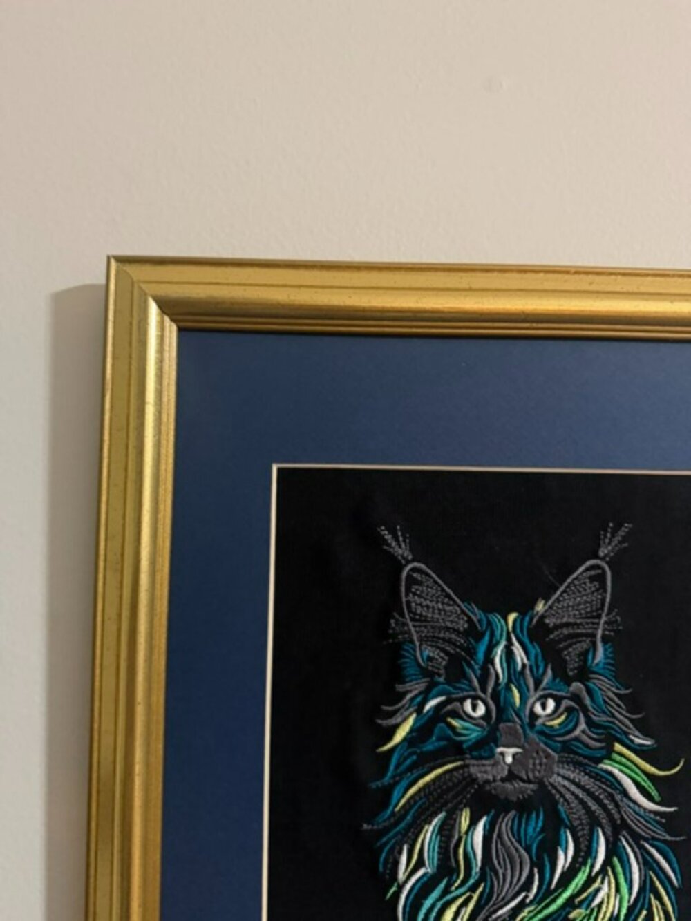 Homemade Multicolored Cat Embroidery Art - Picture 2 of 6